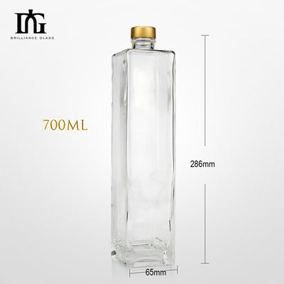 750ml 평면 모양 투명 보드카 유리 병