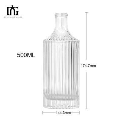 맑은 크리스탈 럼 진 보드카 병 최고 판매 360ml 500ml 700ml 음주 유리 병을 위해 사용자 정의