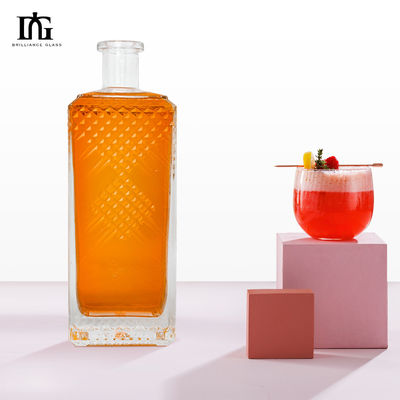 밀폐 유형 코크 700ml 375ml 500ml 위스키를 위한 유리 병 음주 광장 보드카