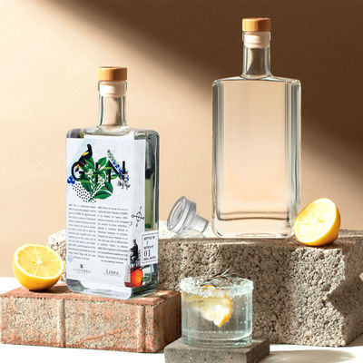 OEM/ODM 허용 50ml 100ml 200ml 500ml 광장 와인 유리 병 브랜디를 위해 보드카 위스키