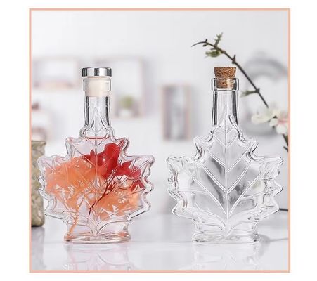 에이플 잎 모양의 맞춤 색상 산업 유리 음료 병 50ml 100ml 250ml