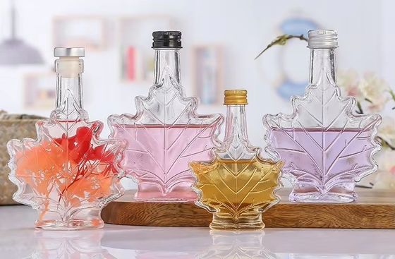 에이플 잎 모양의 맞춤 색상 산업 유리 음료 병 50ml 100ml 250ml
