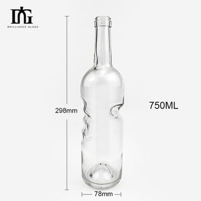750ml 브랜디 및 리커용 맑은 빈 유리 병 사용자 지정 디자인