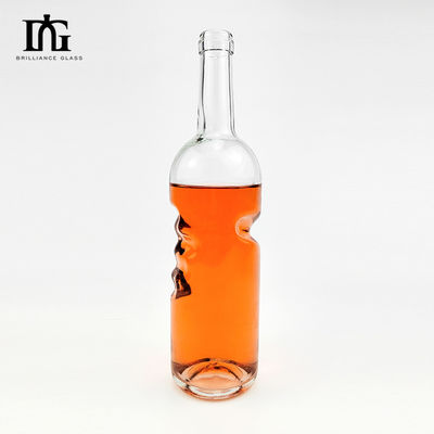 750ml 브랜디 및 리커용 맑은 빈 유리 병 사용자 지정 디자인