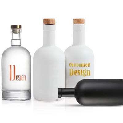 플린트 글래스 매트 블랙 500ml/700ml/750ml 빈 둥글 보드카 스피릿 위스키 진 술 병 코크