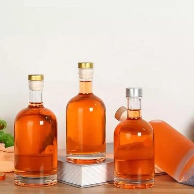 플린트 글래스 매트 블랙 500ml/700ml/750ml 빈 둥글 보드카 스피릿 위스키 진 술 병 코크