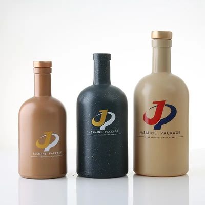 플린트 글래스 매트 블랙 500ml/700ml/750ml 빈 둥글 보드카 스피릿 위스키 진 술 병 코크