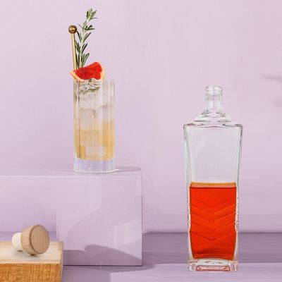 유리 목걸이 와인 브랜디 보드카 맑은 재사용 가능한 소형 음주 병 500ml 750ml