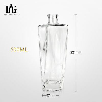 위스키 와드카 테킬라용 700ml 맞춤형 사각형 모양의 슈퍼 플린트 유리 술병