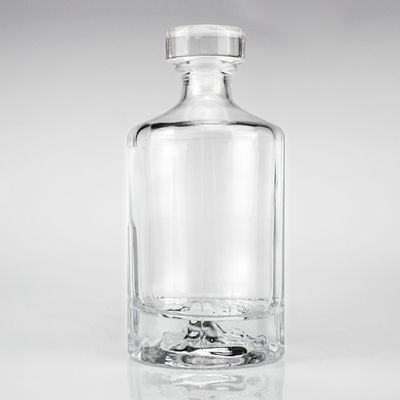 위스키 500ml 크리에이티브 디자인 유리 병 빨간 화산 덩어리 바닥과 유리 코크