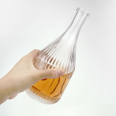375ml 450ml 아이스 와인 병 음료용 코크와 곡선 모양의 유리 용기