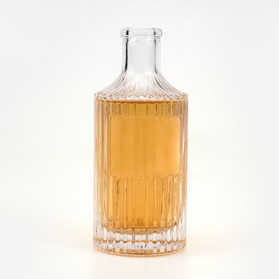 용납되는 얼음성 음료 코크 둥근 수직 스트라이프 와인 유리 병 250ml 500ml