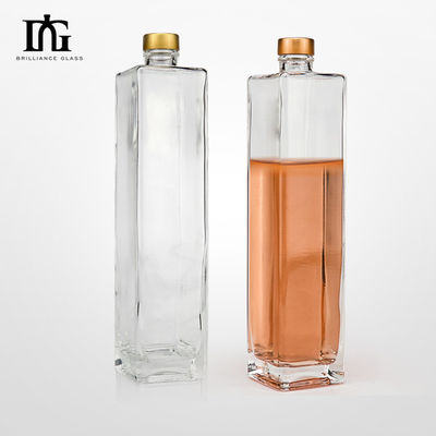 750ml 평면 모양 투명 보드카 유리 병