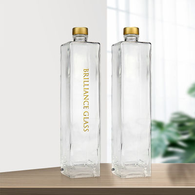 750ml 평면 모양 투명 보드카 유리 병