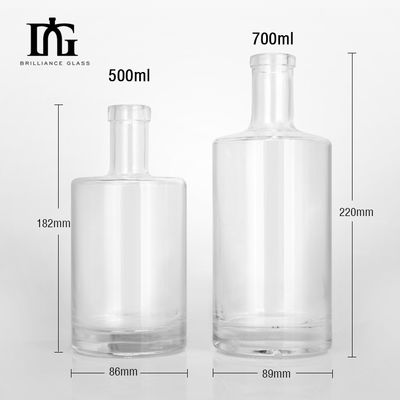 스피릿 위스키 보드카 브랜디 포장용 맞춤형 실린더 술병 750ml/500ml