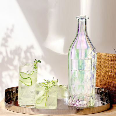 맑은 유리 목걸이와 캡 700ml 보드카 진 위스키 럼 병