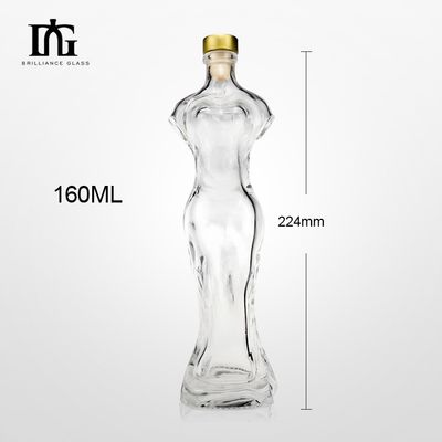 주문 150ml 500ml 여성 몸 모양의 술 진 보드카 술 병 코크가 있는 유리