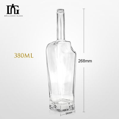 술 및 음료 380ml 스크루 캡 칼라가 있는 선명한 유리 병 재료 유리