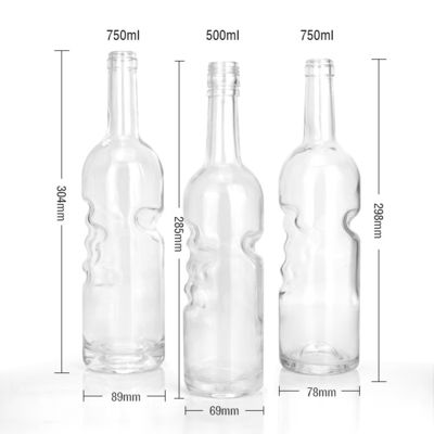 유리 목걸이 재료 둥근 술 병 750ml 클래식 플린트 병 손잡이