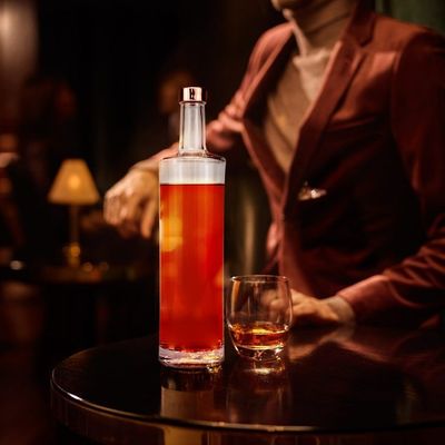 750ml 고급 크리스탈 위스키 유리 병 스피릿 OEM/ODM 얼음 표면 처리