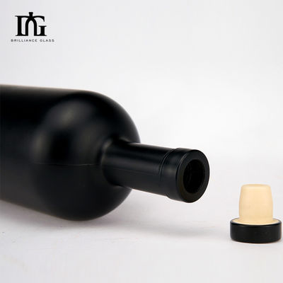 매트 블랙 200ml 375ml 500ml 750ml 라운드 플린트 유리 병