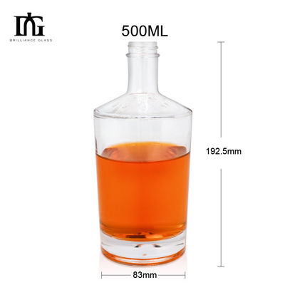 500ml/700ml 용량 진 럼 위스키를 위한 클래식 빈 플린트 맑은 둥근 유리 병
