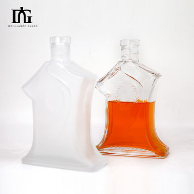 물체 재료 유리 주문 고급 진 위스키 보드카 500ml 700ml 750ml 1L 병 코크