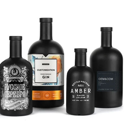 유리 목걸이 매트 블랙 빈 흰색 화장 술병 500ml 700ml 750ml