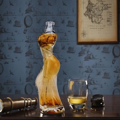 화면 인쇄 된 유리 보드카 병 160ml 독특한 모양의 몸체와 칠 된 디자인