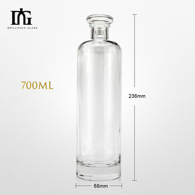 500ml/700ml/750ml 둥근 기둥 얇은 높은 볼드카 유리 병 코크 나사 캡 유형