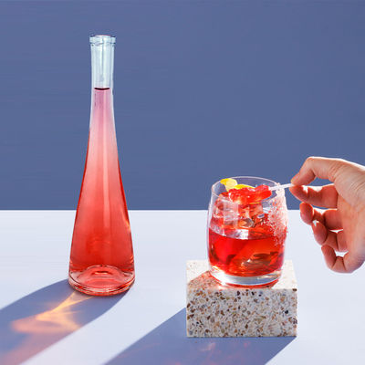 분홍색 바닥 용량 500ml/750ml의 선명한 유리 병