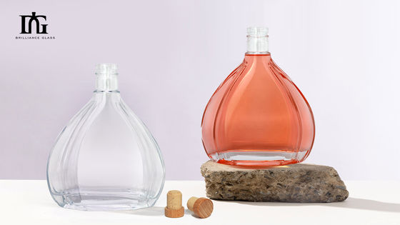 투명한 원형 700ml 750ml 유리 보드카 위스키 럼 병
