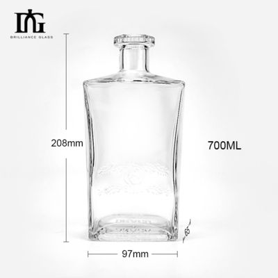 테킬라 및 다른 음료용 투명한 병 500ml 사용자 지정 유리 병