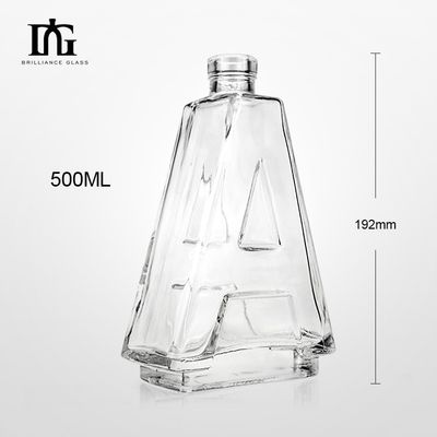 조각 표면 처리 50cl 맑은 빈 위스키 보드카 코크가 있는 유리 병