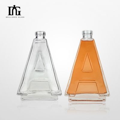 조각 표면 처리 50cl 맑은 빈 위스키 보드카 코크가 있는 유리 병