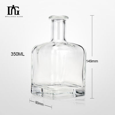 정면 유리 술 병 350ml 고문 표면과 코크 나사 모자