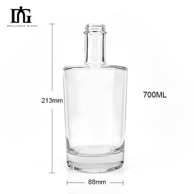 맞춤 녹화 된 핫 스탬핑 유리 병 700ml 750ml 위스키 보드카 두꺼운 바닥