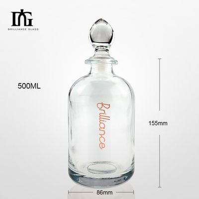 500ml 맑은 유리 과일 와인 술 병 코크 조각 표면 처리
