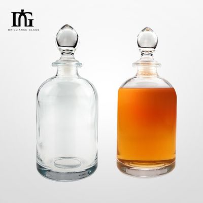 500ml 맑은 유리 과일 와인 술 병 코크 조각 표면 처리