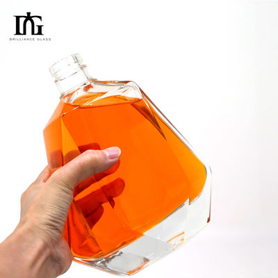 녹음 표면 750ml 사각형 유리 와인 병 음주용 주문 디자인