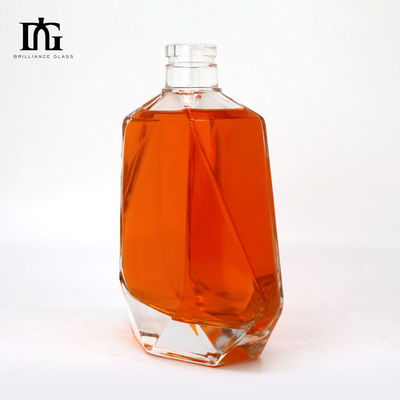 녹음 표면 750ml 사각형 유리 와인 병 음주용 주문 디자인