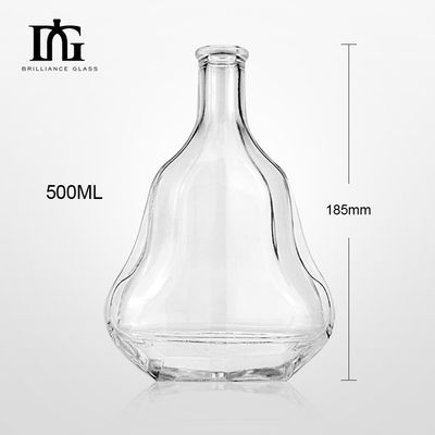 유리 몸체 재료 코크 맑은 빈 특수 모양의 병 500ml 술 병