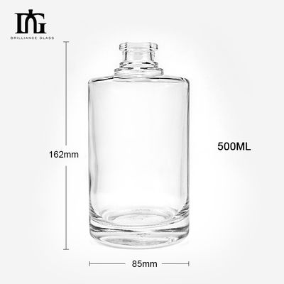 유리 목걸이 500ml 투명 둥근 빈 플린트 유리 술 와인 위스키 보드카 병 밀폐 된 코크 뚜??