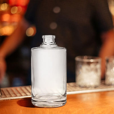 유리 목걸이 500ml 투명 둥근 빈 플린트 유리 술 와인 위스키 보드카 병 밀폐 된 코크 뚜??
