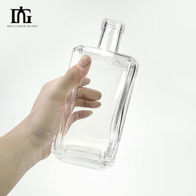 물체 재료 유리 투명 700ml 정면 유리 술 병 보드카 위스키 진 병 코크