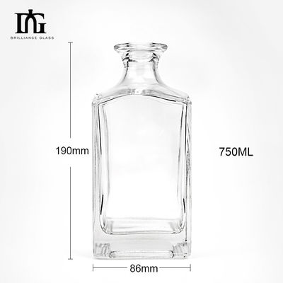 750 ml 유리 병 주문형 곰팡이 모양 슈퍼 플린트 위스키 진 보드카 술 병