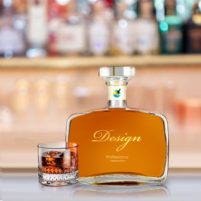 500ml 700ml 700ml Custom Clear Crystal Rum Gin Vodka Flask for Liquor Glass Flask 음주의 유리 병을 위해