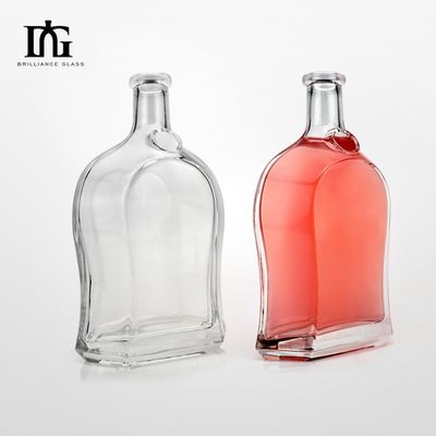 500ml 보드카 스피릿 진 럼 유리 술 병 코크 기반 재료 유리 로고 허용