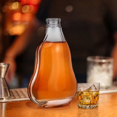 1000ml 맞춤형 맑은 유리 술 병 휘스키 유리 병 코크와 나사 캡