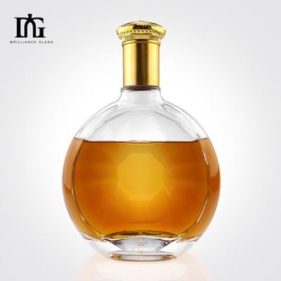 맞춤형 700ML 둥근 플린트 유리 술 와인 위스키 보드카 테킬라 수지 뚜?? 과 함께 병
